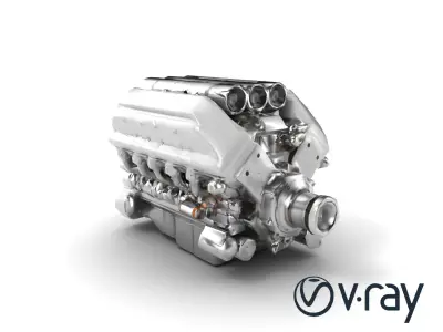 V8 Engine Rugged Design model pack Low-poly 3D model