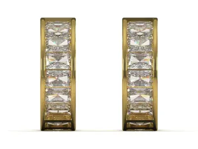 Wedding STL 3DM Wide Hoop Earrings with Baguette model je0145 3D print model