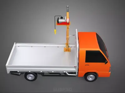 DROPSIDE FOLDING JIB CRANE HOIST MOTOR CRANK WINCH TRUCK PICKUP 3D model