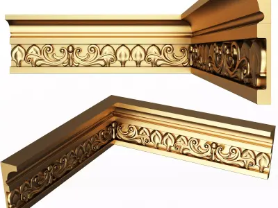 Cornice Decoration Molding 012 90 Degree Low-poly 3D model