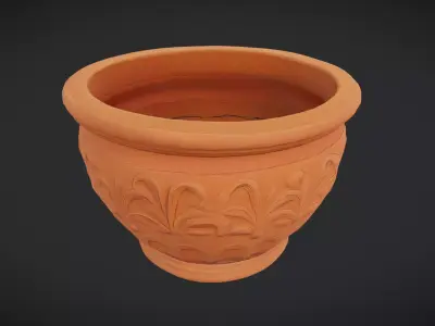 Terracotta Plant Pot Low-poly 3D model