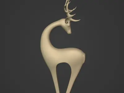Abstract Deer Figurine - Ready for 3D Printing Low-poly 3D model