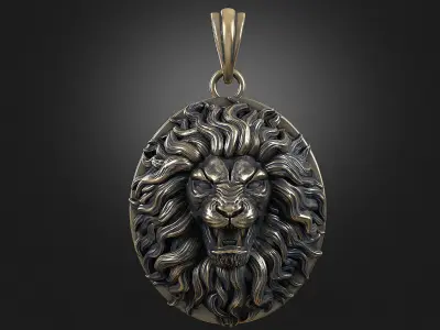 Lion Head Pendant a04 3D print model