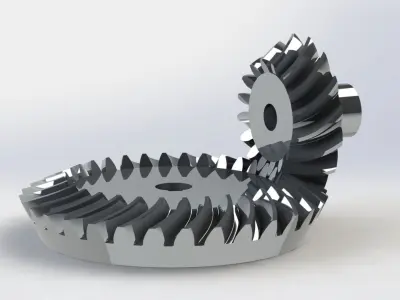 Spiral Bevel Gear - RATIO 2 TEETH 16 32 3D print model