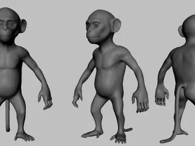 Monkey Baby Low-poly 3D model
