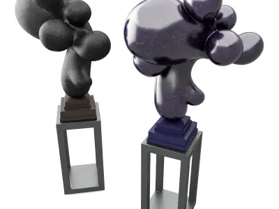 Bubbles bend sculpture Low-poly 3D model