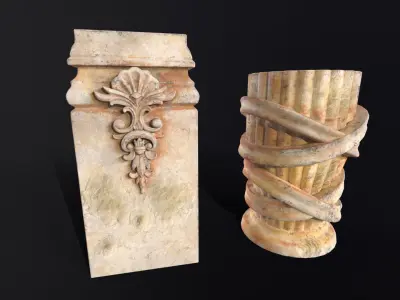 Marble Floral Garden Decoration Low-poly 3D model get