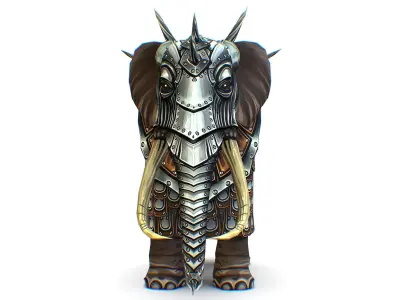 Indian Battle Elephant Heavy Armor Low-poly 3D model