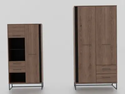 Wardrobe and living Room Shelving 3D model