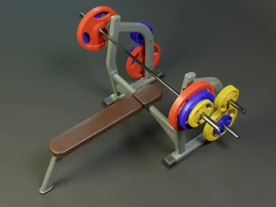 Flat Press Bench PBR Low-poly 3D model