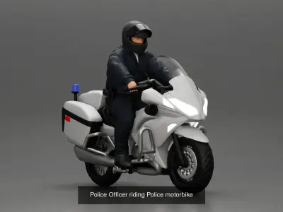 Two police officers riding motorcycle stopped at a red light 3D Model Pack