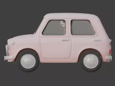 Pink Cartoon Mini Car 3D Model Low-poly 3D model