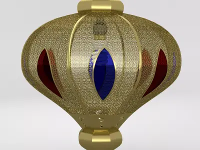 Arabic stained glass brass lamp 3D model