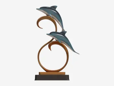 Decorative Ceramic Dolphins Statuette 3D model