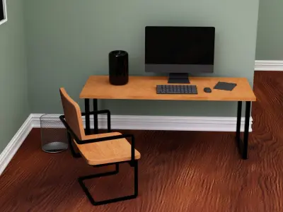 Simple Industrial Office Furniture Set Pack Low Poly BaseBoards Low-poly 3D model