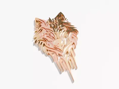Laser Cut Wolf Head 3D Model Decorative Wall Art Low-poly 3D model