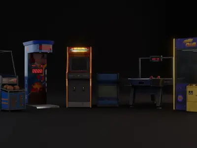 Arcade Room Props package - Game Ready Lowpoly PBR