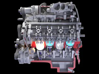 How Engine Ignition Works Cutaway Animation 3D model