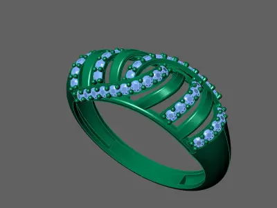 Womens Rings With Stone Ring Ready STL 3DM Models Rings women 3D print model 19