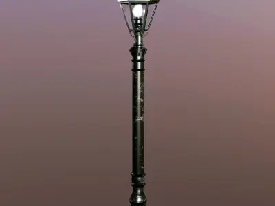 StreetLamp03 wrought iron lamp post Low-poly 3D model