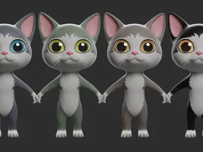 Cat Cartoon  Low-poly 3D model buy