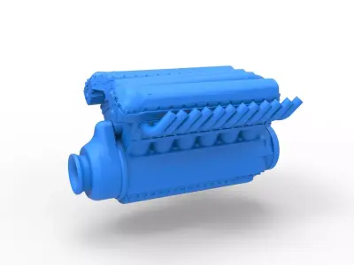 Engine V12 of Vintage Dragster Scale 1 to 25 3D print model