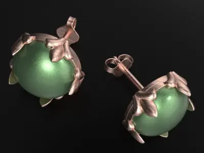 Earrings Studs with floral ornaments Royal lily 3D print model