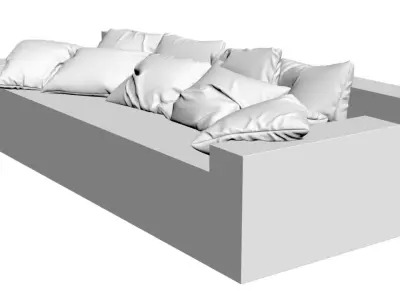 Grey cushions for a sofa 3D model