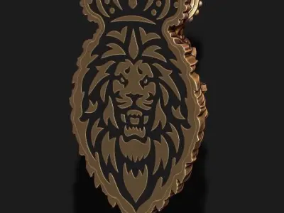 Lion pendant with crown new 001 3D print model