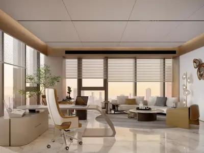 Modern light luxury chairman office 3D model purchase