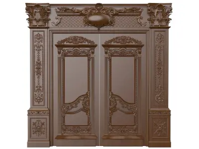 Royal style gold plated classic door E 3D model