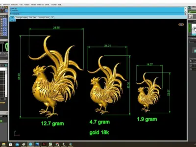High Detail Rooster Pendant Model for CNC and 3D Printing  3979 3D print model