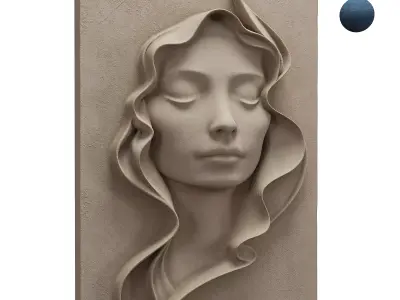 Girl Face Wall Art Low-poly 3D model