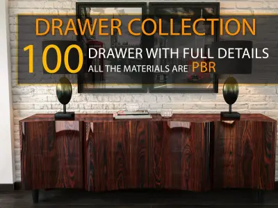 DRAWER COLLECTION 100 Drawer With Full Detail and PBR Texturing 3D model