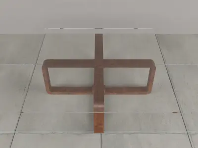 Table glass and walnut coffee Low-poly 3D model