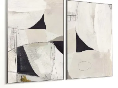 Plaster Two Photo Frame 393 Low-poly 3D model