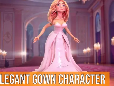 Elegant Gown Character model pack Low-poly 3D model