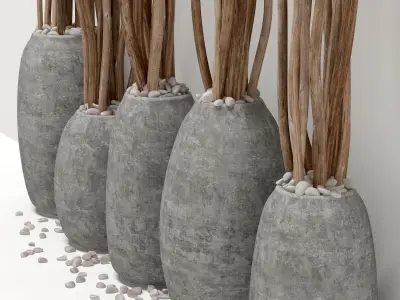 Branch dry vase barrel 3D model