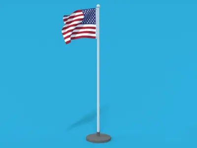 Low Poly Seamless Animated USA Flag Low-poly 3D model