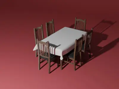 Dinner table and chairs 3D model