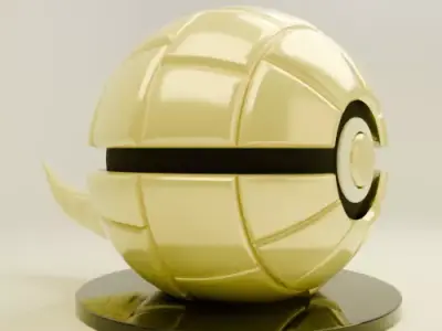 Premium Stylized Gold PokeBall 3D Model Glossy  Low-poly 3D model