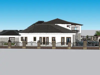 Two story double car garage 3D model