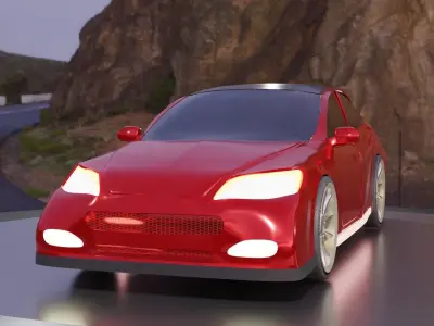 Tesla Car Low-poly 3D model