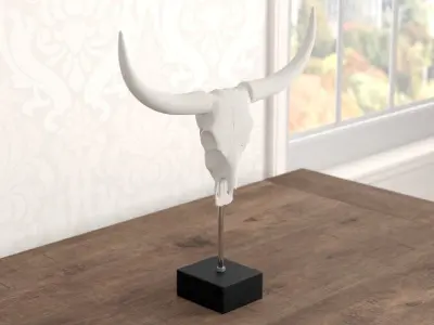 White-Black Buffalo Skull Penncross Bust 3D model