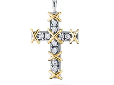 Diamond Cross Pendant Luxury Jewelry 3D print model