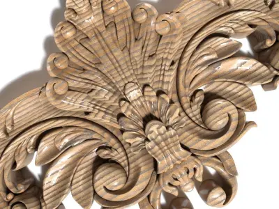 Cartouche-019 ornately carved decorative piece 3D model