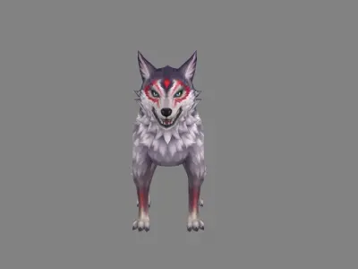 Cartoon big bad wolf Low-poly 3D model