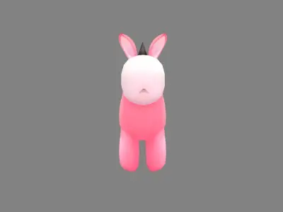 cartoon pink pony balloon - pink donkey Low-poly 3D model