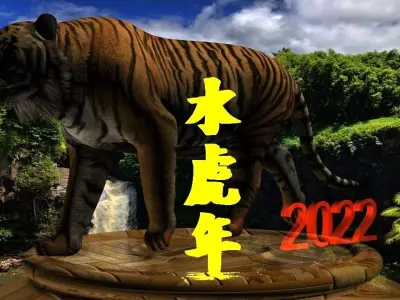 Chinese display stand with tiger  3D model