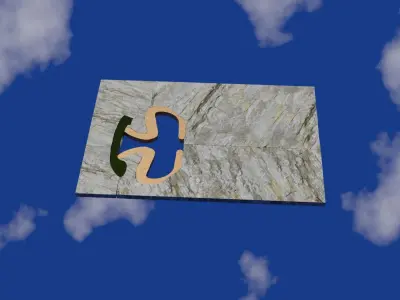 Stone wall with window in telephone shape Low-poly 3D model